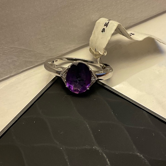 SS AAA Kariba Amethyst and Topaz ring  sz 8 - Picture 1 of 4